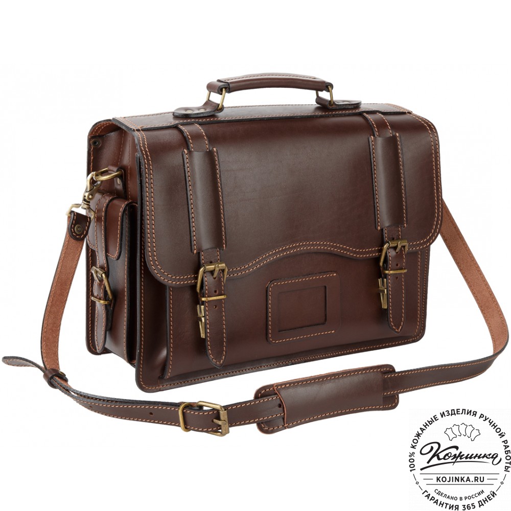 Кожаный портфель-кофр "Адъютант" (тёмно-коричневый)